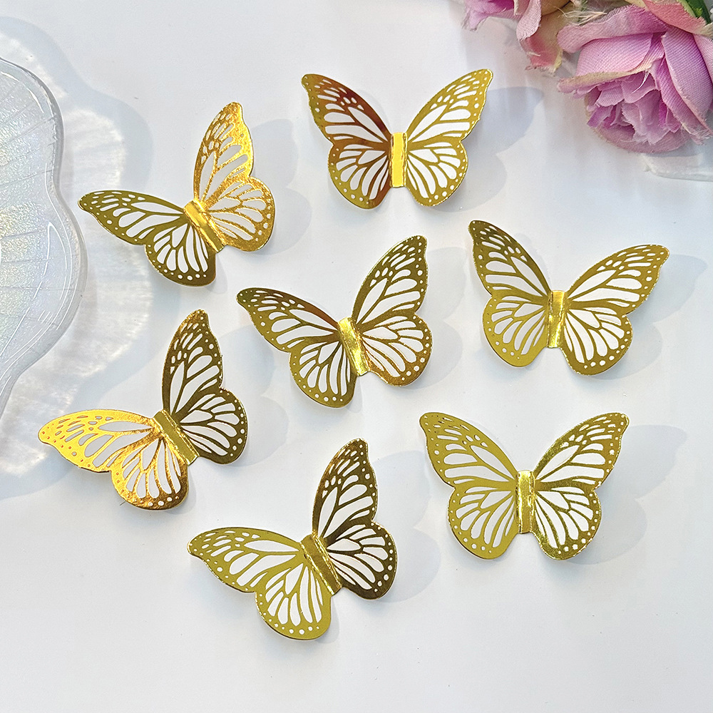Shimmering 3D Gold Foil Butterflies - Whimsical Elegance for Enchanted Decor