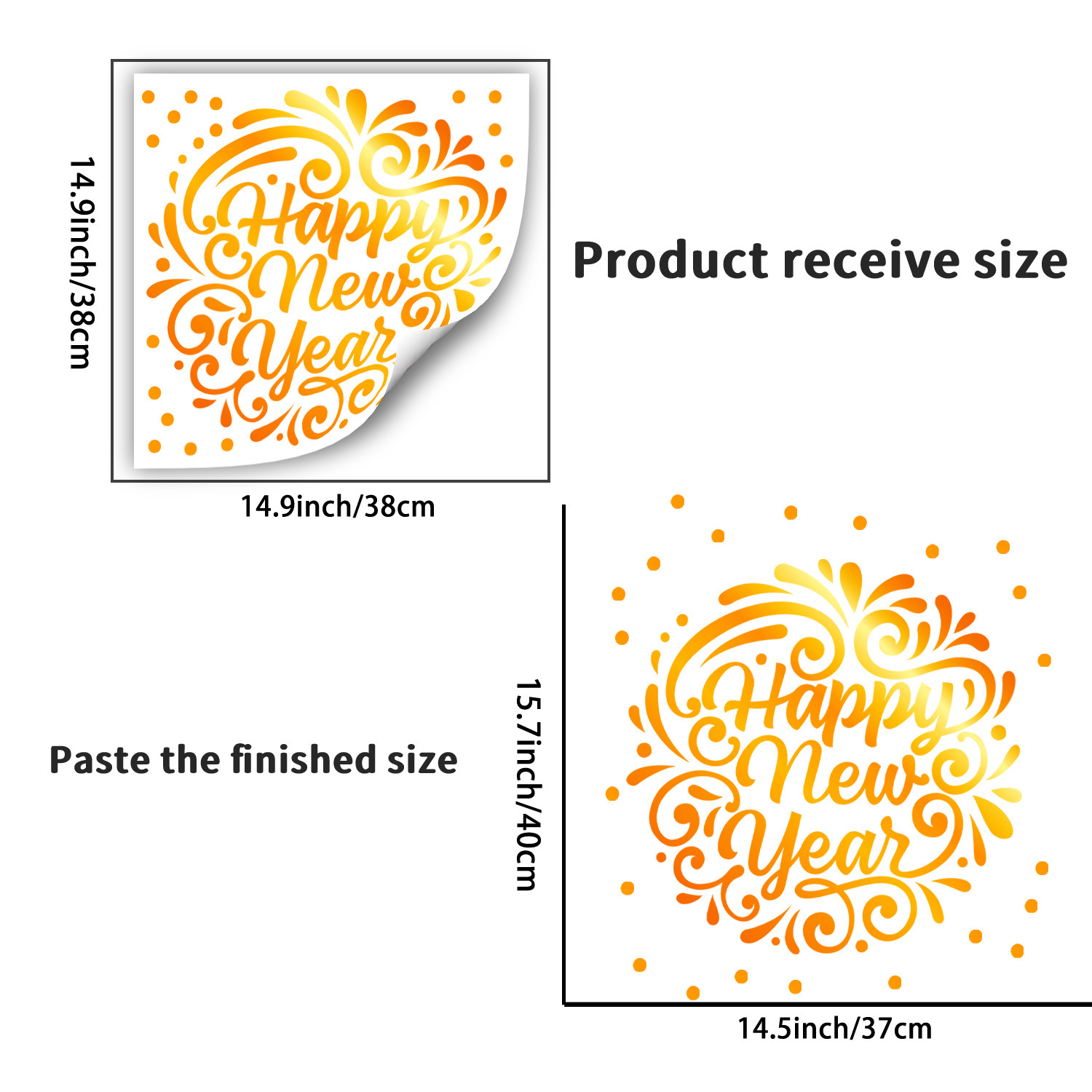 Quick-Stick New Year Decor Kit | NYE Party Background Wall Stickers | Includes Greetings, Streamers & Balloons | All-in-One Setup