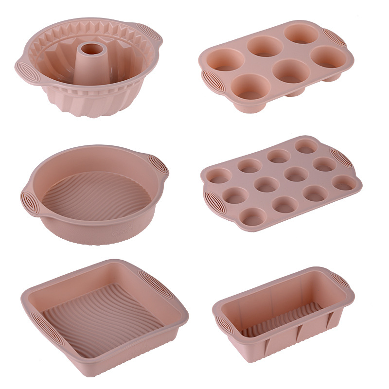 Silicone Baking Mold Set Non-Stick Food Grade Bakeware Kit Including Loaf Pan, Bundt Cake Mold, Muffin Tray for Bread Cake Baking Oven Use