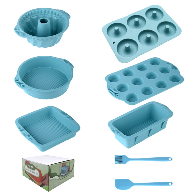 Silicone Baking Mold Set Non-Stick Food Grade Bakeware Kit Including Loaf Pan, Bundt Cake Mold, Muffin Tray for Bread Cake Baking Oven Use