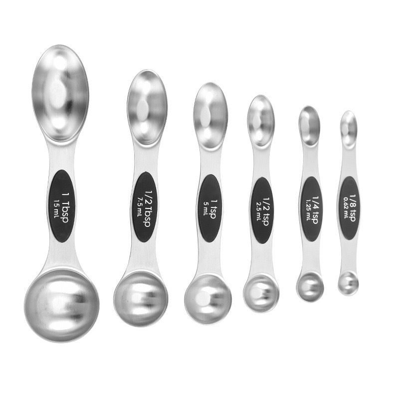 Magnetic Measuring Spoons Set of 9 Dual Sided Stainless Steel Measuring Spoons Stackable Nesting Tablespoon Teaspoon, Fits in Spice Jars, for Dry or Liquid Ingredients