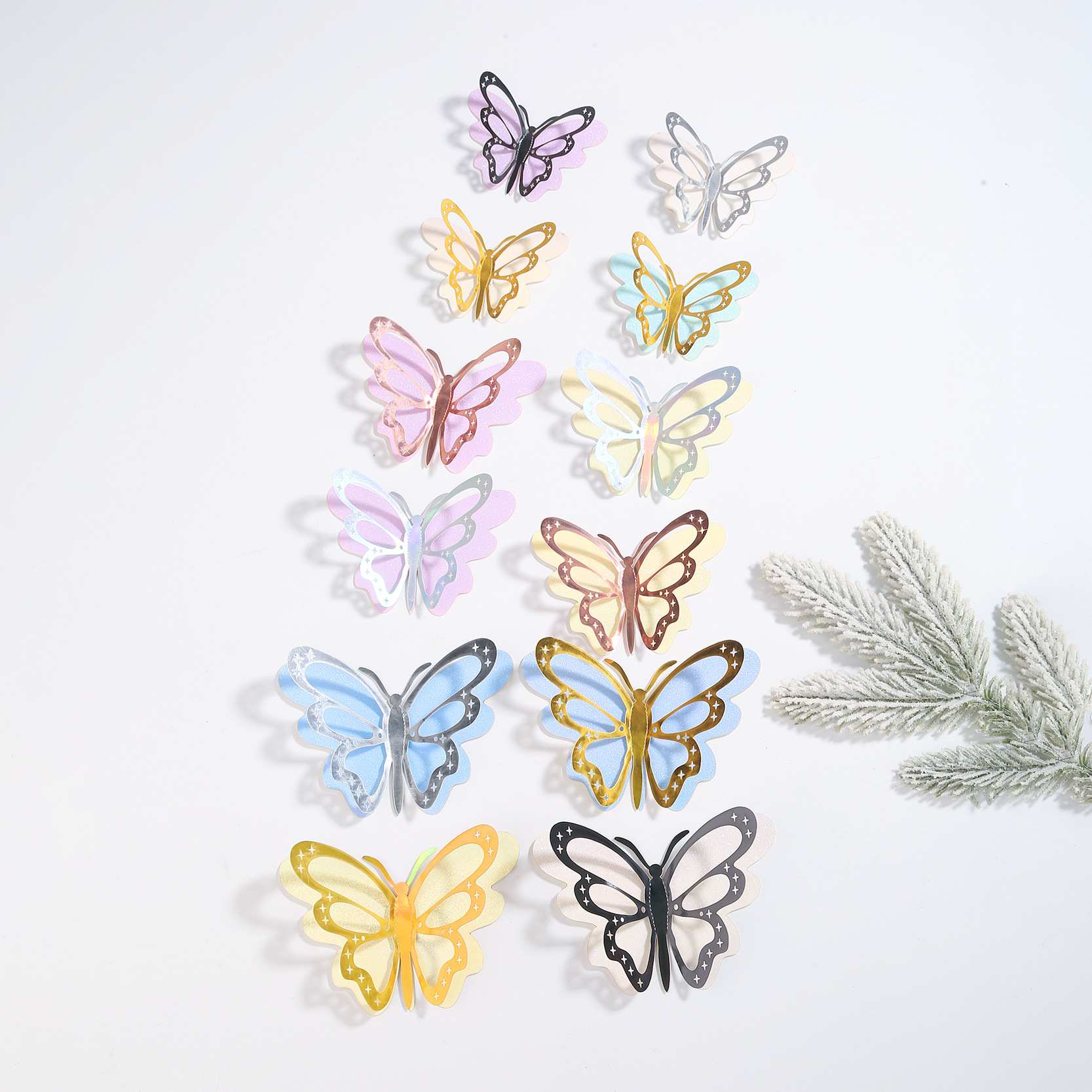 Pastel Metallic Edge Butterflies: Playful Accents for Walls & Cake Decor, 12-Piece Set