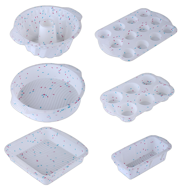 Silicone Baking Mold Set Non-Stick Food Grade Bakeware Kit Including Loaf Pan, Bundt Cake Mold, Muffin Tray for Bread Cake Baking Oven Use