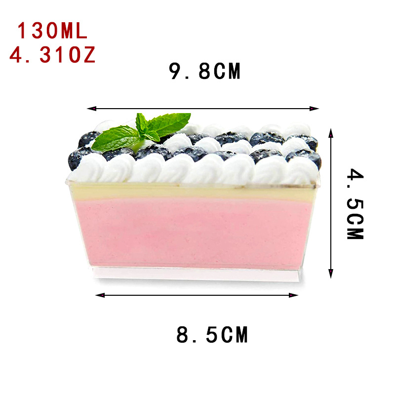 Disposable Plastic Trapezoidal Dessert Cups Gold Mousse Cup Ice Cream Cup Parfait Cup Chocolate Dessert Cup with Spoons