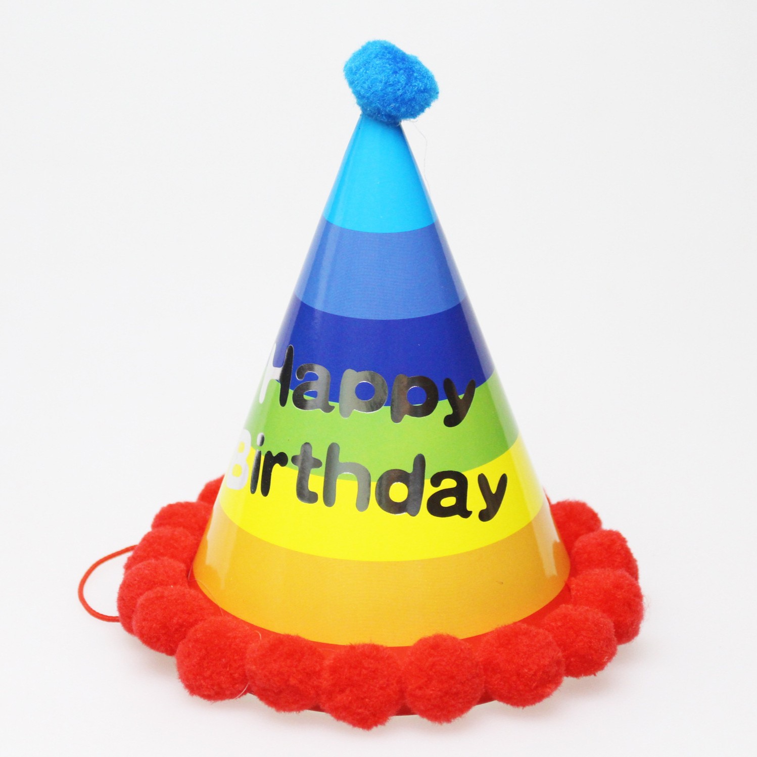 Pom Pom Birthday Party Hats, Colorful Paper Cone Hat for Kids Baby Birthday Party Decor