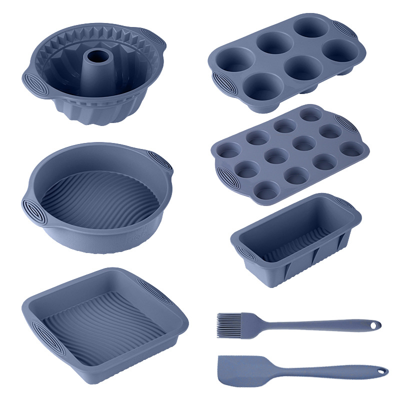 Silicone Baking Mold Set Non-Stick Food Grade Bakeware Kit Including Loaf Pan, Bundt Cake Mold, Muffin Tray for Bread Cake Baking Oven Use