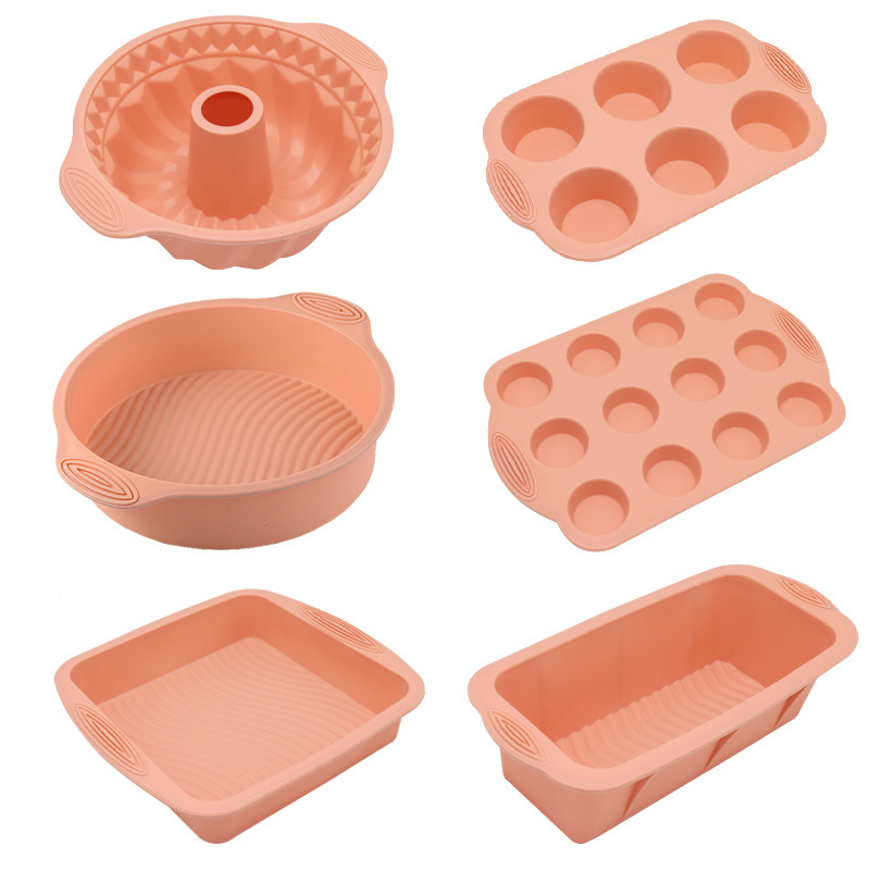 Silicone Baking Mold Set Non-Stick Food Grade Bakeware Kit Including Loaf Pan, Bundt Cake Mold, Muffin Tray for Bread Cake Baking Oven Use