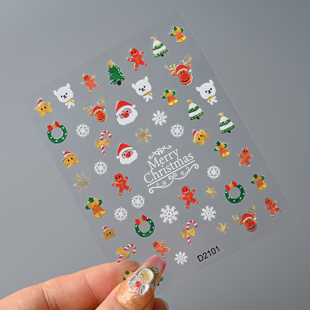 Festive Nail Sticker Set | Thin Reindeer & Snowflake Designs with Waterproof Backing, Christmas Theme Nail Art Decoration Kit