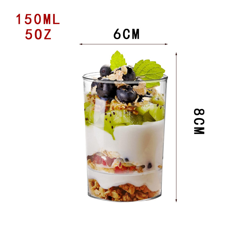 Disposable Plastic Trapezoidal Dessert Cups Gold Mousse Cup Ice Cream Cup Parfait Cup Chocolate Dessert Cup with Spoons