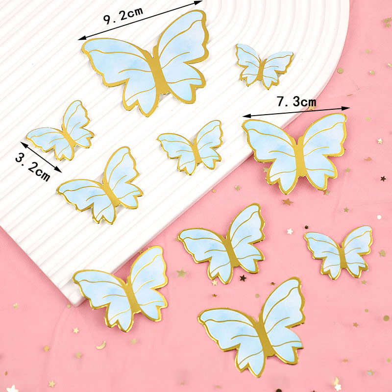 DIY Colorful Glittering Gold-Foil Butterflies & Wave Flags - Baking Toppers for Birthday Cakes, Perfect for Decorating Internet-Famous Dessert Tables
