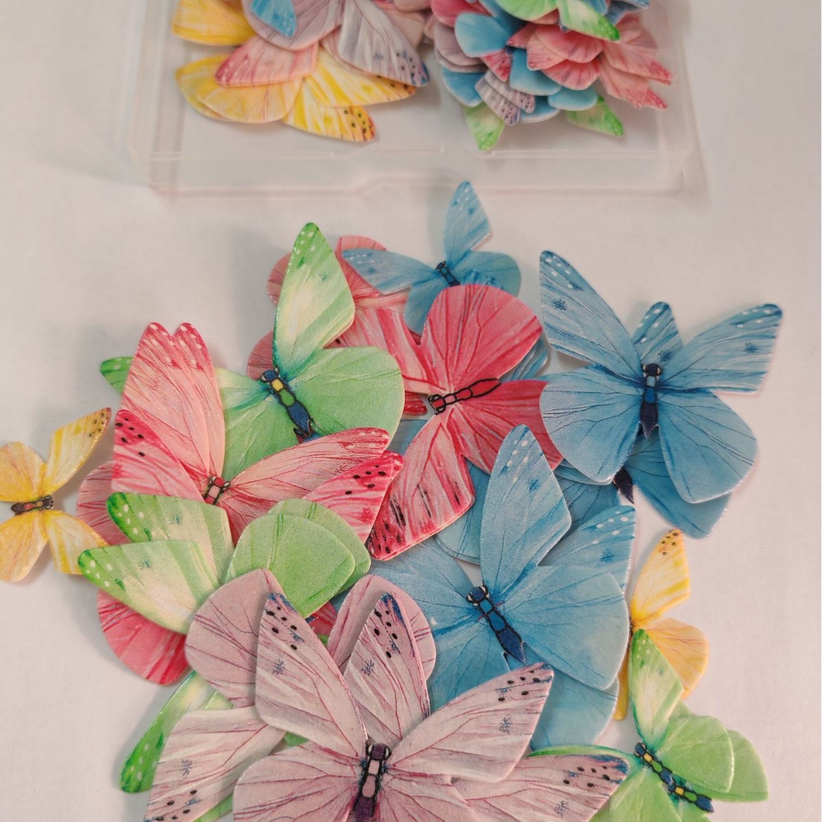 Rainforest Butterfly Collection | 72 Edible Wafer Butterflies in Tropical Color Spectrum, Gradient Wing Designs Mimicking Morpho & Swallowtail Species, Vibrant Garden Party Cake Decor