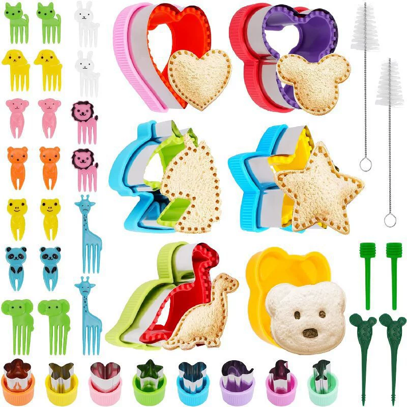 Animal & Heart Shaped Stainless Steel Cookie Cutters, Multi-Shape Sandwich Fruit Vegetable Cutting Molds