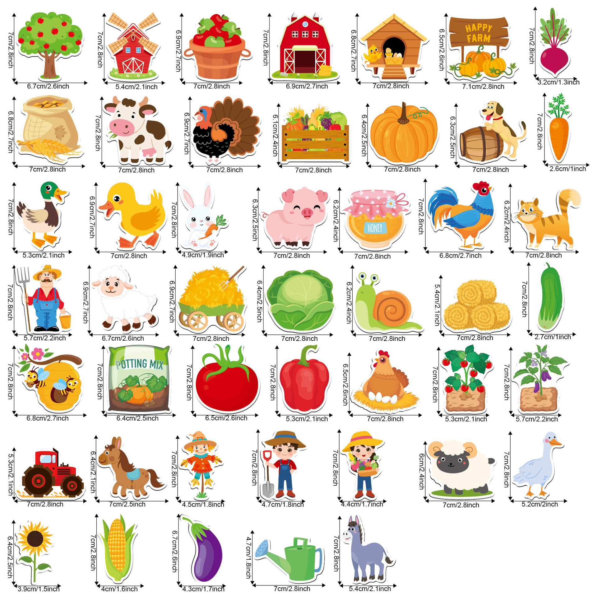 Farm Theme Soft Magnet Set | Vegetables Fruits & Farm Animals Fridge Magnets, Educational Magnetic Toys for Kids & Refrigerator Decor