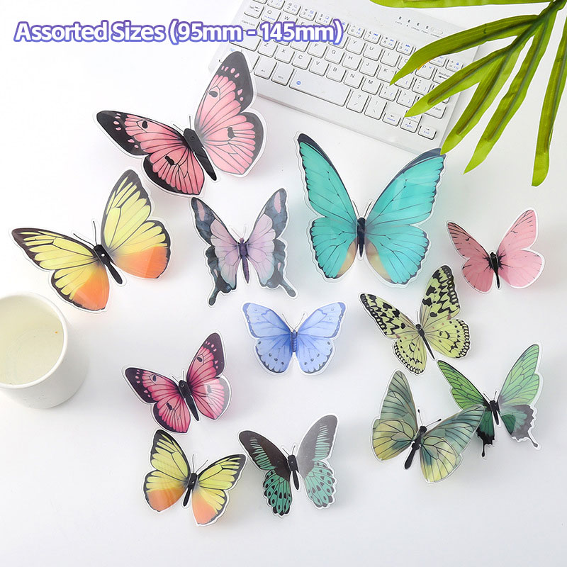 Lifelike 3D Butterfly Stickers: Dual-Purpose Wall Art & Cake Toppers, Premium PVC Material