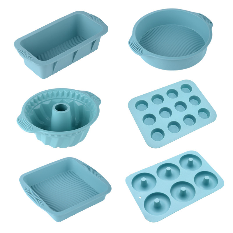 Silicone Baking Mold Set Non-Stick Food Grade Bakeware Kit Including Loaf Pan, Bundt Cake Mold, Muffin Tray for Bread Cake Baking Oven Use