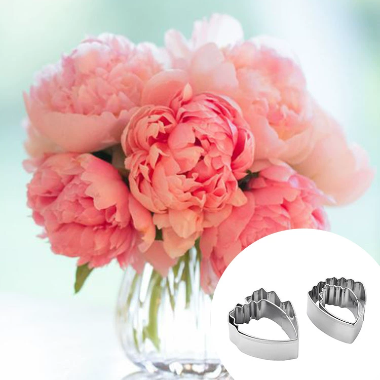 Professional Peony Cutter & Veiner Set | Stainless Steel Cookie Cutter with Silicone Veining Mold | Fondant Gumpaste Flower Making Tool