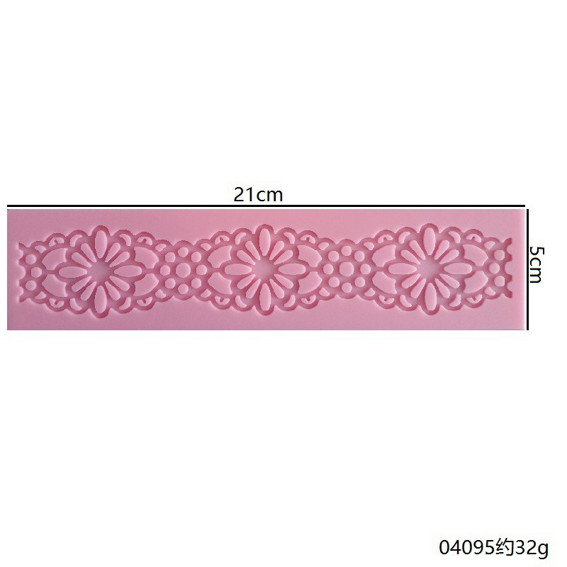Lace Silicone Fondant Mold, Wedding Cake Border Decorating Tool, Hollow Pattern Chocolate Lace Mat for Dessert Edging