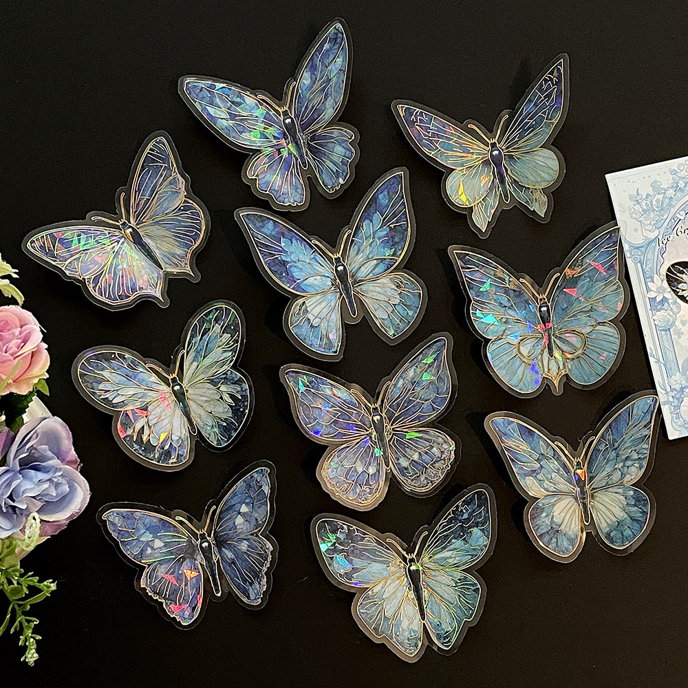 Iridescent Holographic Crystal Butterfly Stickers - Ethereal Rainbow Magic for Crafts & Decor