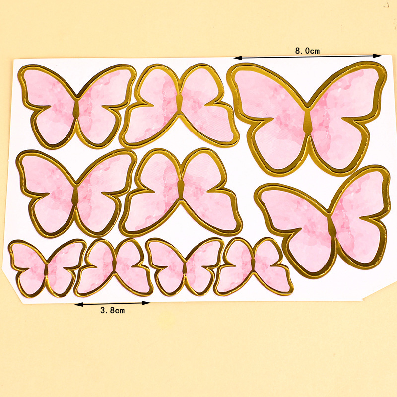 DIY Colorful Glittering Gold-Foil Butterflies & Wave Flags - Baking Toppers for Birthday Cakes, Perfect for Decorating Internet-Famous Dessert Tables