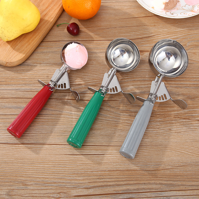 Stainless Steel Trigger Ice Cream Scoop, Professional Metal Scooper with Trigger Release