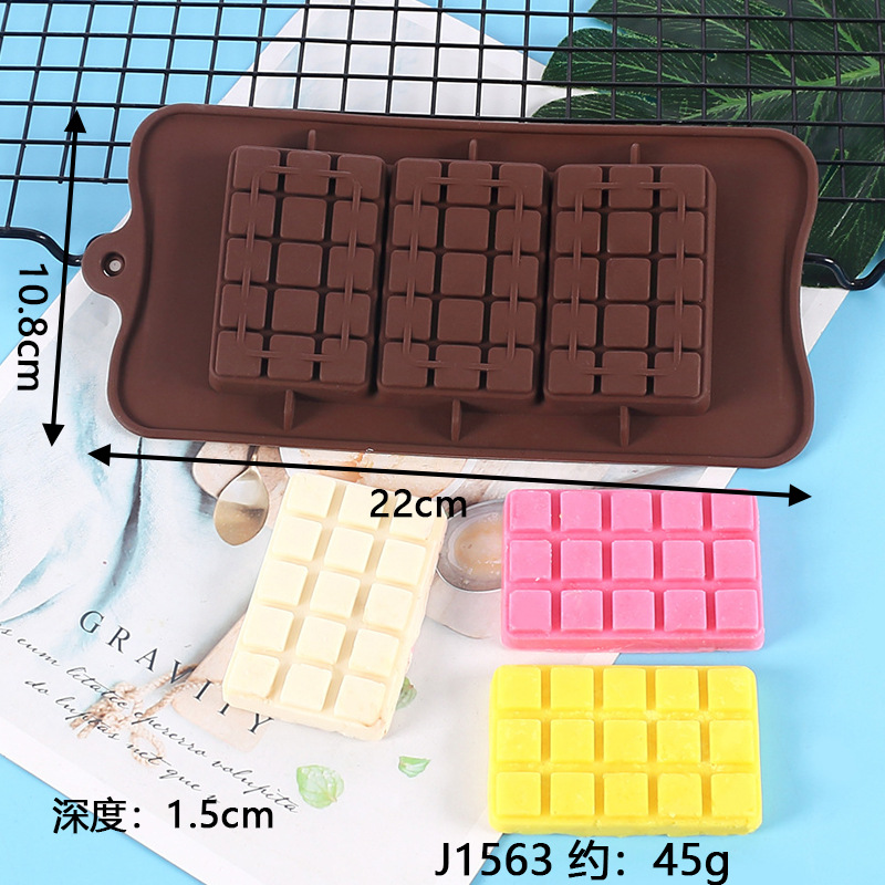 DIY Silicone Chocolate Bar Molds - Building Block & Geometric Pattern Molds for Fondant, Cake Decorating & Baking