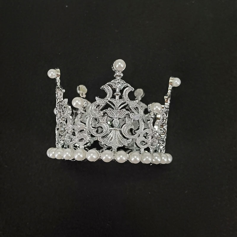 Full Diamond Pearl Bridal Large Crown - New Style Adult Wedding Headpiece, Reusable as Birthday Baking Cake Decoration