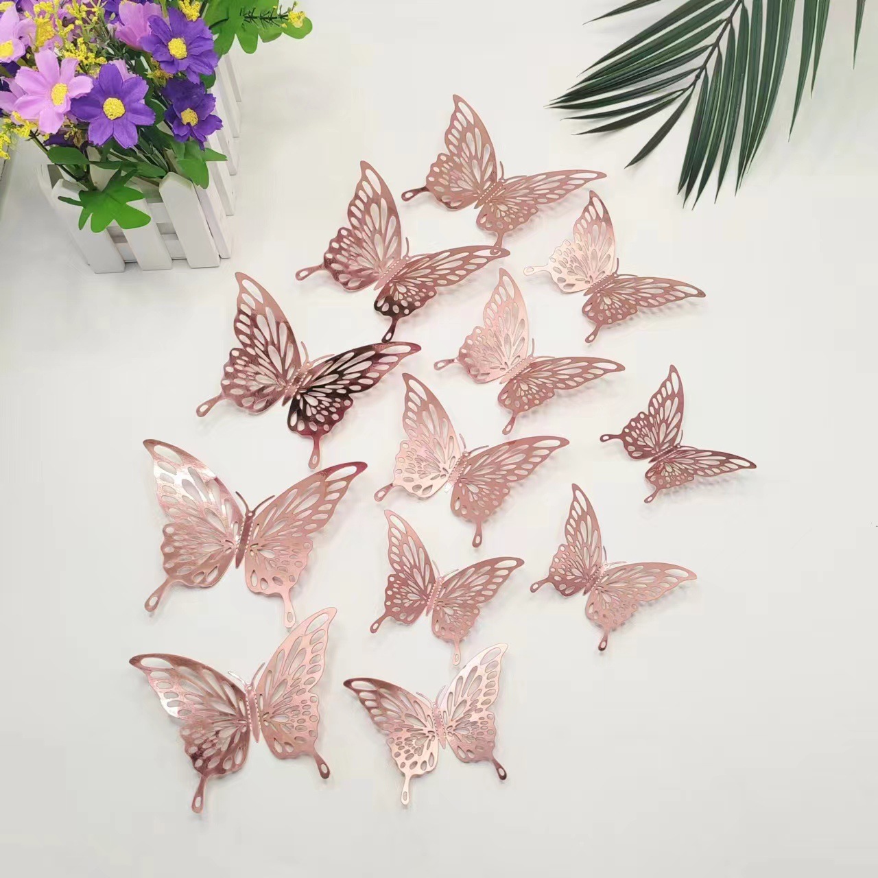 Shimmering Butterfly Magic: Metallic Decor for Your Walls & Cakes, 12-Piece Set in 11 Colors