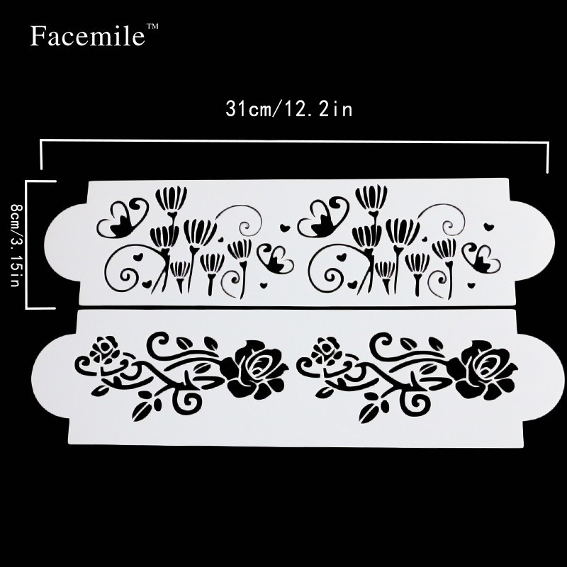 Cake Stencils Set, Lace & Floral Border Templates, 4-Piece Fondant Embossing Molds for Dessert Decorating, Spray & Airbrush Cake Stencils