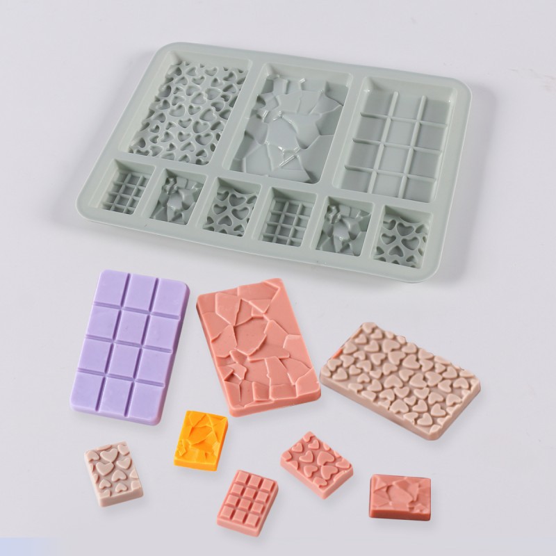 DIY Silicone Chocolate Bar Molds - Building Block & Geometric Pattern Molds for Fondant, Cake Decorating & Baking