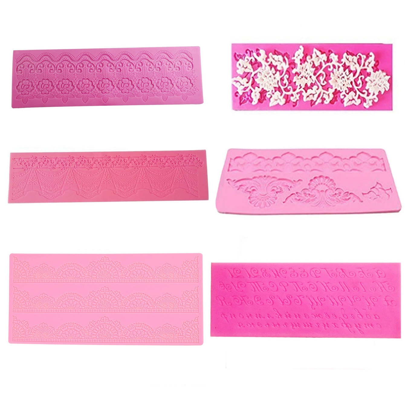 Lace Silicone Fondant Mold, Wedding Cake Border Decorating Tool, Hollow Pattern Chocolate Lace Mat for Dessert Edging