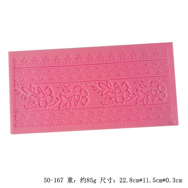 Lace Silicone Fondant Mold, Wedding Cake Border Decorating Tool, Hollow Pattern Chocolate Lace Mat for Dessert Edging
