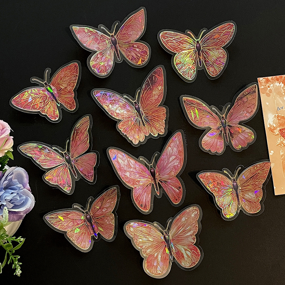 Iridescent Holographic Crystal Butterfly Stickers - Ethereal Rainbow Magic for Crafts & Decor
