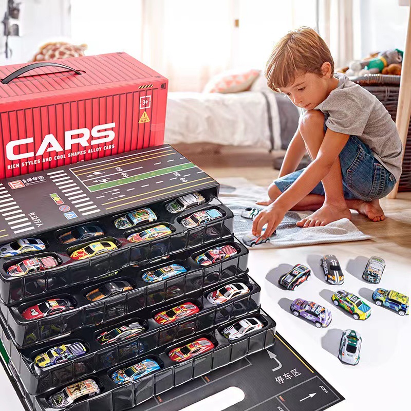 48 Pcs Mini Pull Back Cars Container Gift Set Alloy Toy Cars for Boys