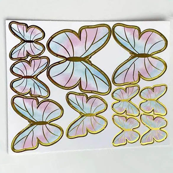 DIY Colorful Glittering Gold-Foil Butterflies & Wave Flags - Baking Toppers for Birthday Cakes, Perfect for Decorating Internet-Famous Dessert Tables