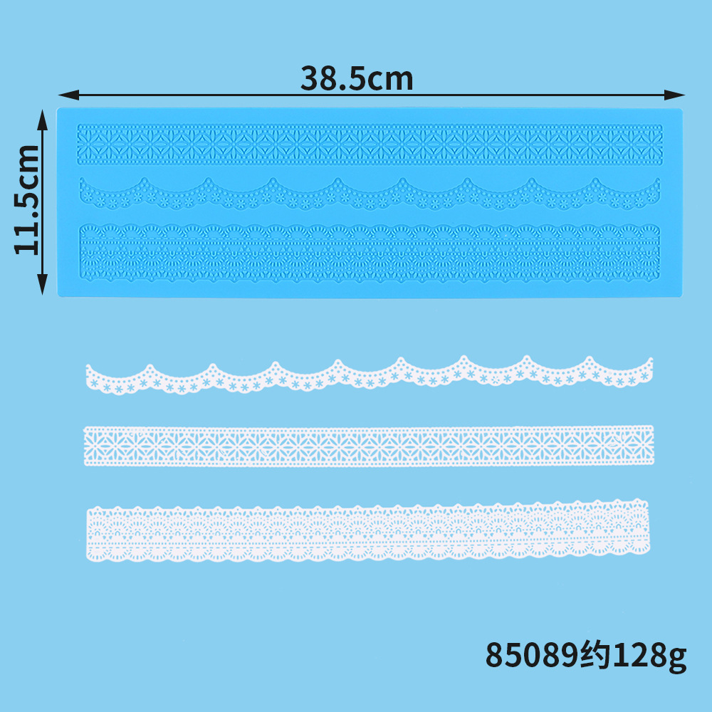 Lace Silicone Fondant Mold, Wedding Cake Border Decorating Tool, Hollow Pattern Chocolate Lace Mat for Dessert Edging