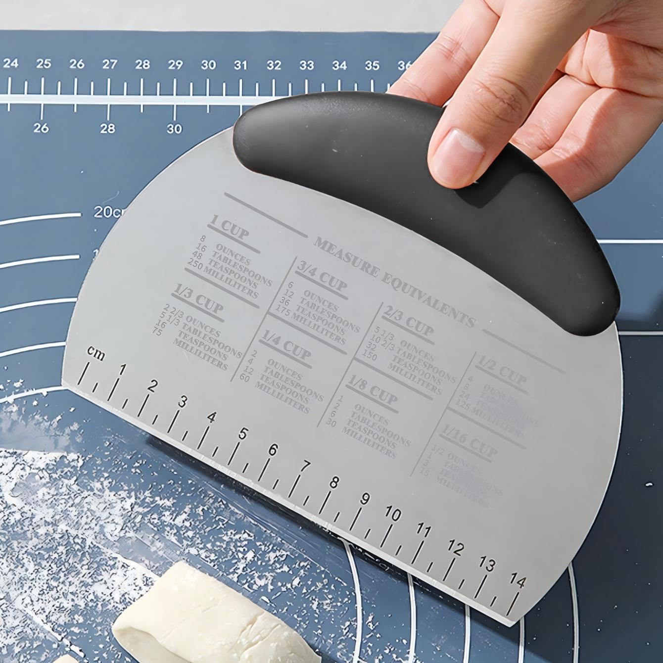 Stainless Steel Dough Scraper with Scale, Pastry Cutter & Bench Scraper for Baking, Non-Slip Handle, Multi-Style Available