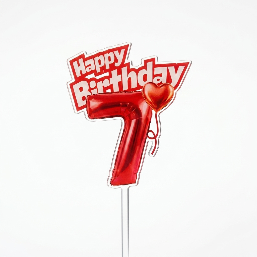 Colorful Balloon Style Number Cake Topper, Happy Birthday Acrylic Decoration