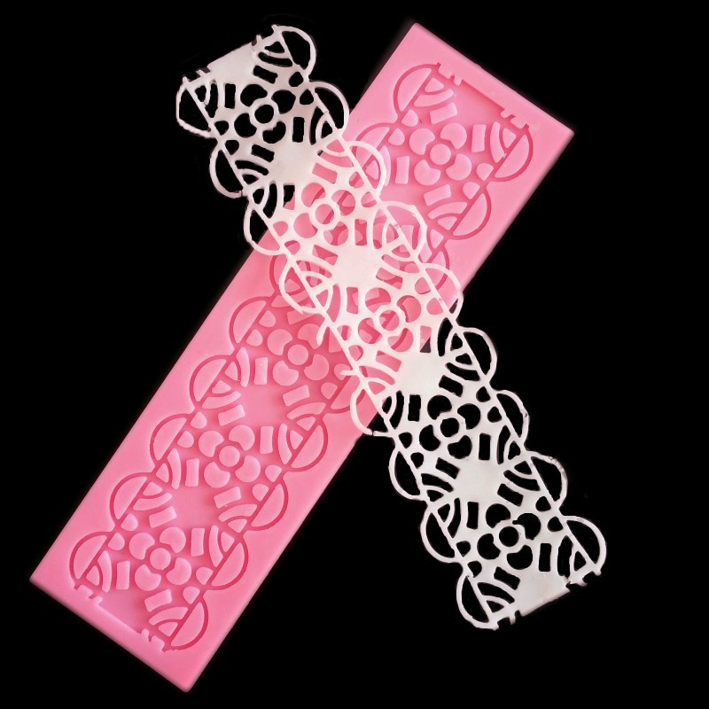Lace Silicone Fondant Mold, Wedding Cake Border Decorating Tool, Hollow Pattern Chocolate Lace Mat for Dessert Edging