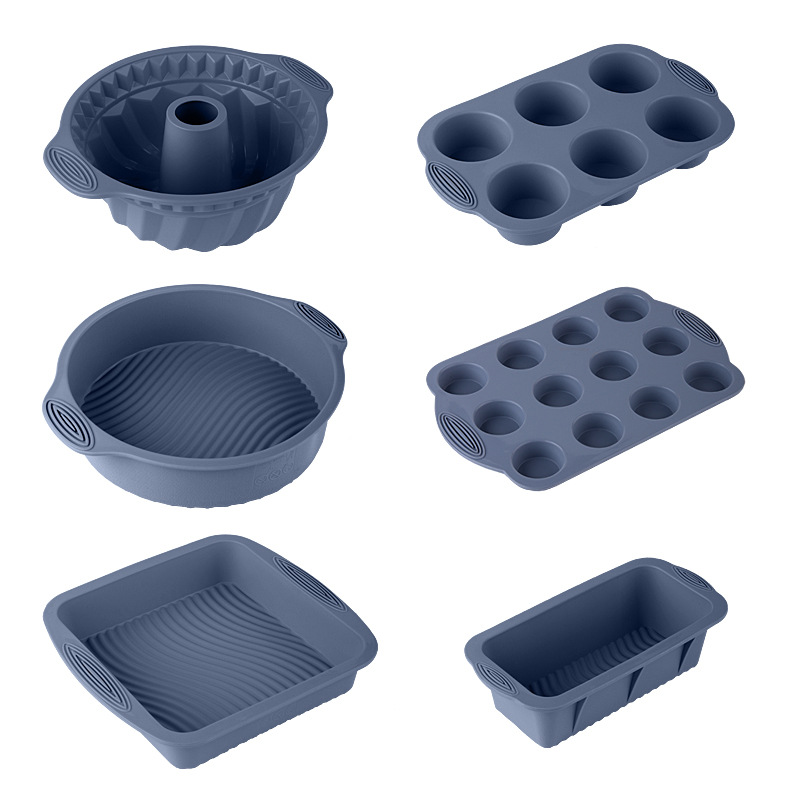 Silicone Baking Mold Set Non-Stick Food Grade Bakeware Kit Including Loaf Pan, Bundt Cake Mold, Muffin Tray for Bread Cake Baking Oven Use