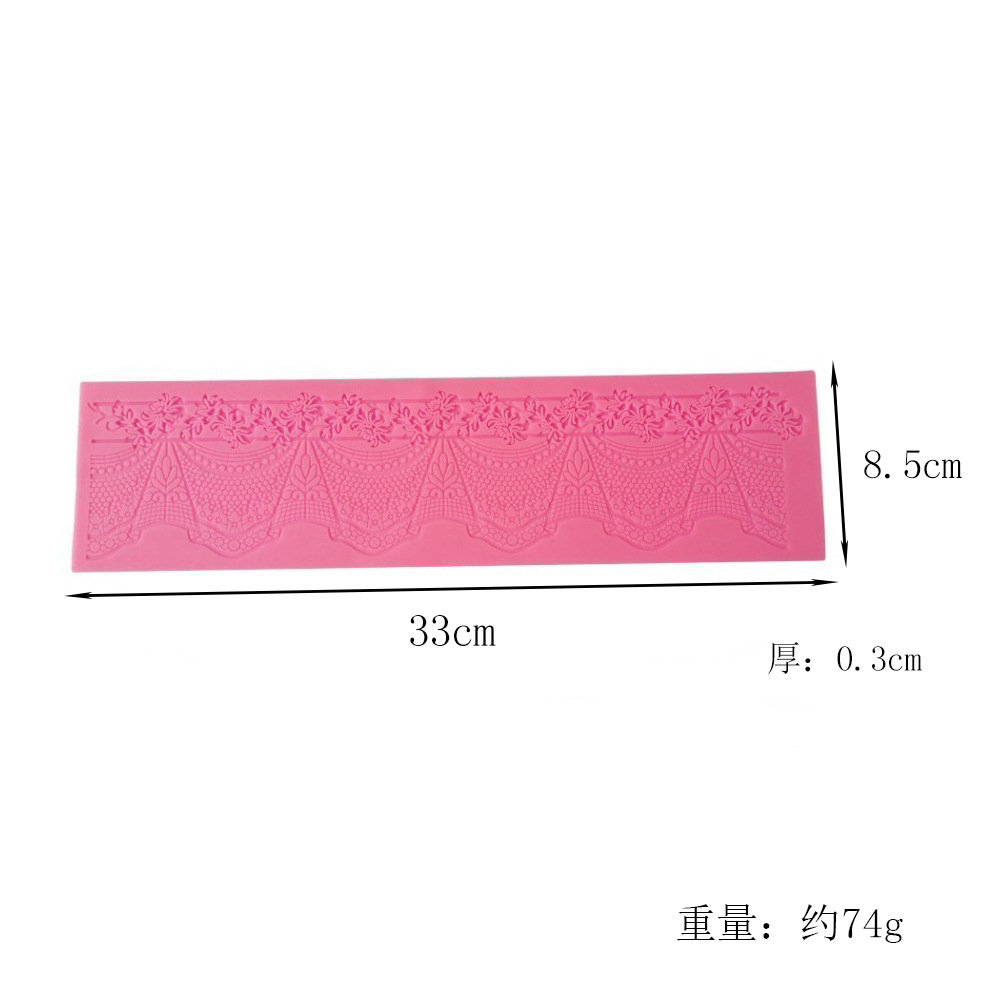 Lace Silicone Fondant Mold, Wedding Cake Border Decorating Tool, Hollow Pattern Chocolate Lace Mat for Dessert Edging