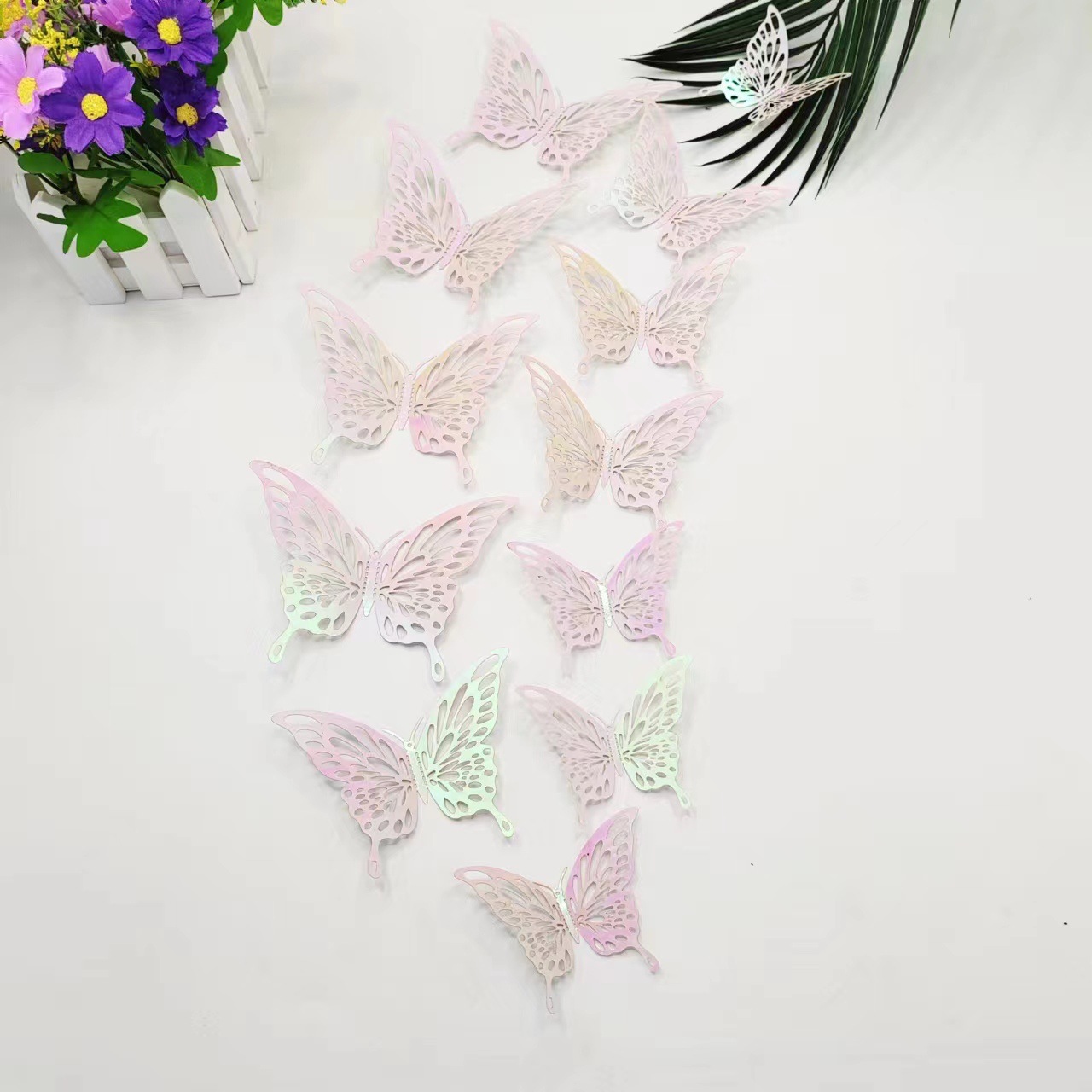 Shimmering Butterfly Magic: Metallic Decor for Your Walls & Cakes, 12-Piece Set in 11 Colors