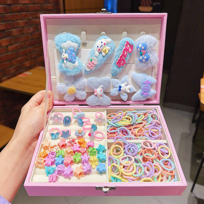 Kids Hair Accessories Gift Set Clips Ties Headbands Princess Jewelry Box for Girls Birthday