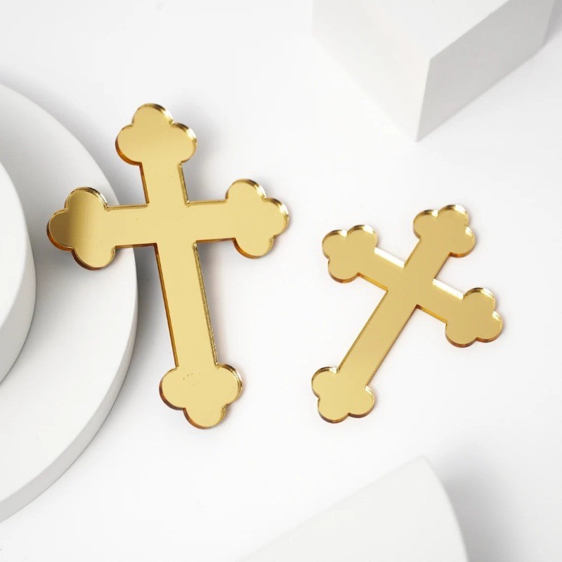 Acrylic Cross Cake Toppers, Religious Baptism Holy Communion Cake Decor Picks