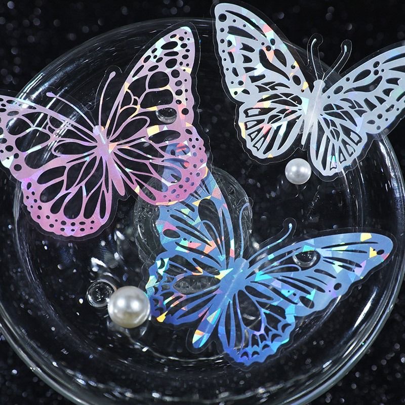 3D Hot Stamping PET Shell Gloss Butterfly Stickers - DIY Cake Decorations, Party Supplies & Cake Toppers for Butterfly Themed Events