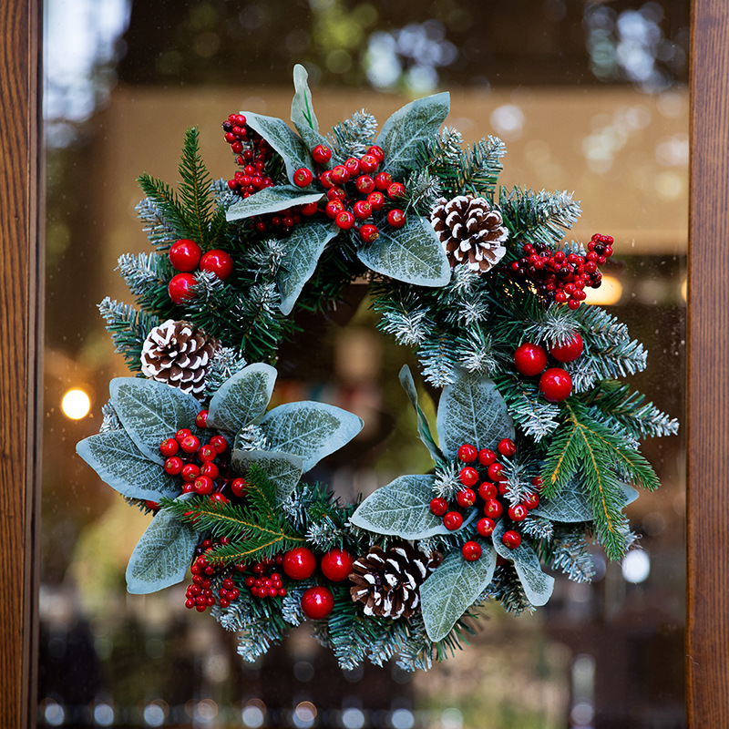 2m Pre-Decorated Christmas Garland Artificial Pine Garland with Pine Cones Berries Balls Indoor Mantel Stair Front Door Window Xmas Greenery Decor