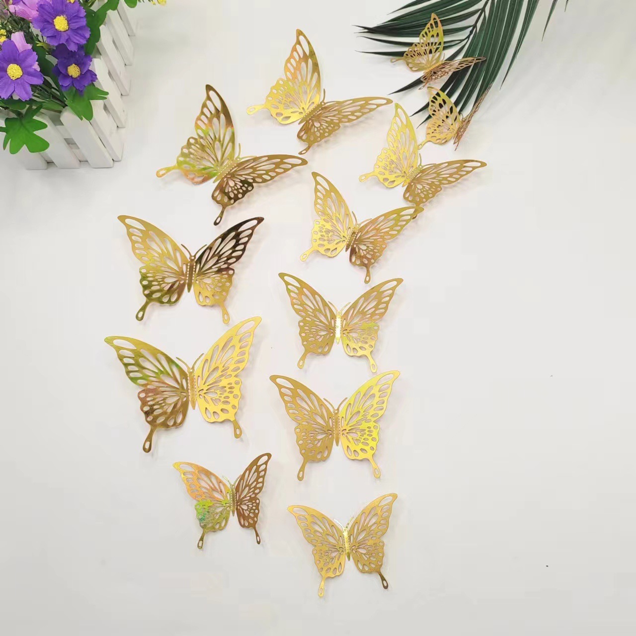 Shimmering Butterfly Magic: Metallic Decor for Your Walls & Cakes, 12-Piece Set in 11 Colors