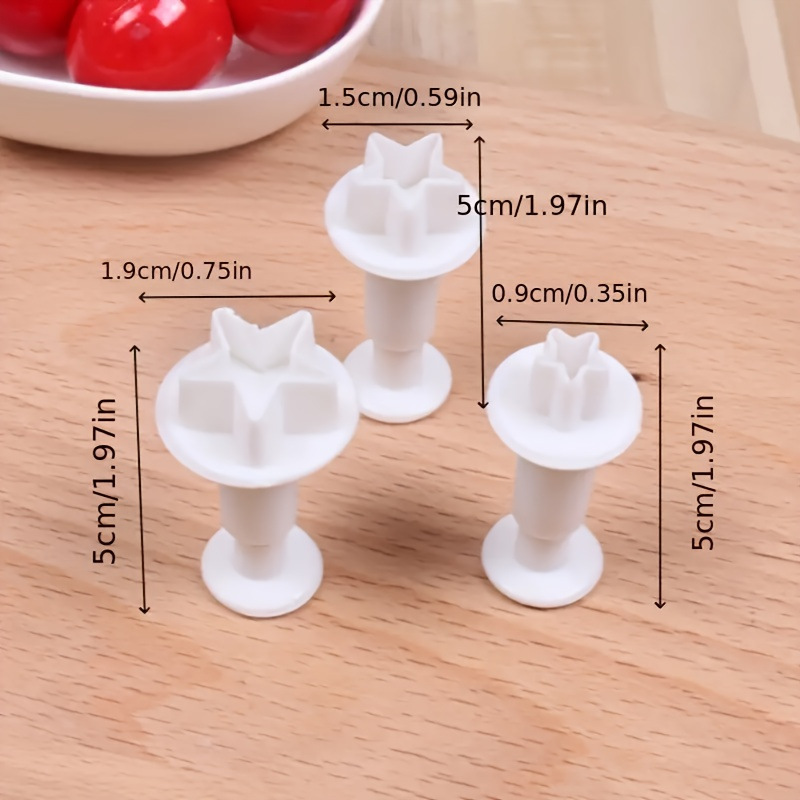 3Pcs Star Shape Spring Plunger Cutter Set - Plastic Fondant & Cookie Baking Molds