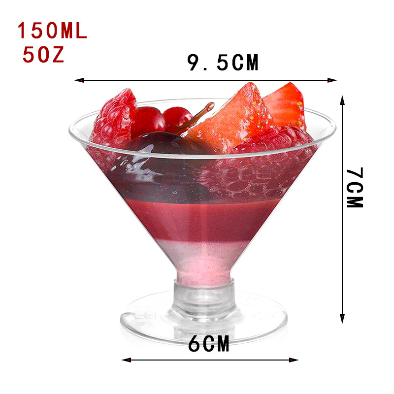Disposable Plastic Trapezoidal Dessert Cups Gold Mousse Cup Ice Cream Cup Parfait Cup Chocolate Dessert Cup with Spoons