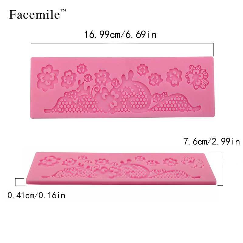 Lace Silicone Fondant Mold, Wedding Cake Border Decorating Tool, Hollow Pattern Chocolate Lace Mat for Dessert Edging