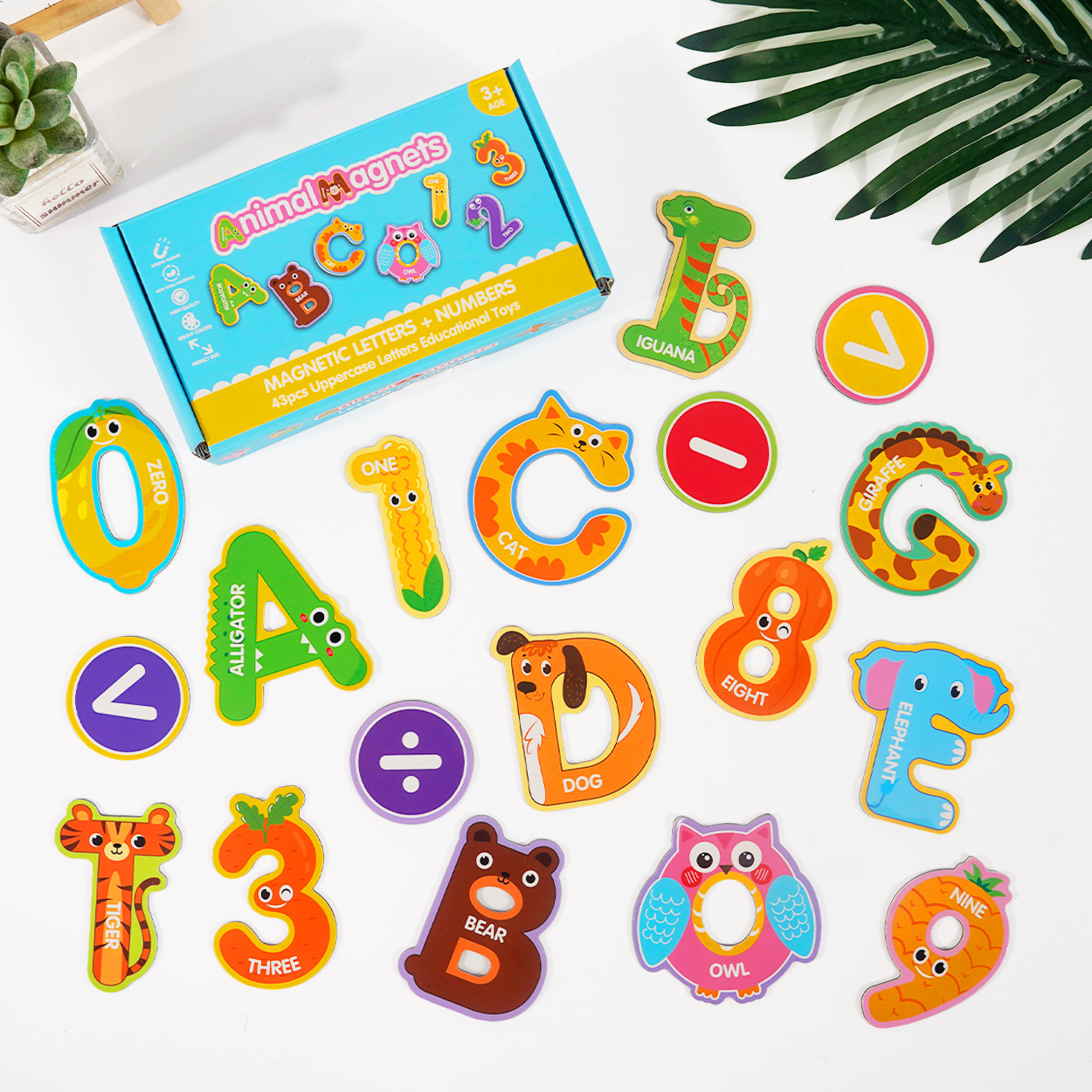 Soft Magnetic Animal & Letter Fridge Magnets - Cute Cartoon Decorative Magnets for Kids Early Learning & Home Kitchen